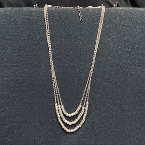 Silver triple tiered adjustable necklace